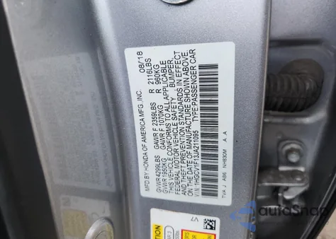 2018 Honda Accord Lx из США, поврежденный, VIN 1HGCV1F13JA211095